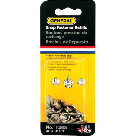 General Tools General 3/8 in. D Brass Screw Snap Fastener Refill 6 pk 1268